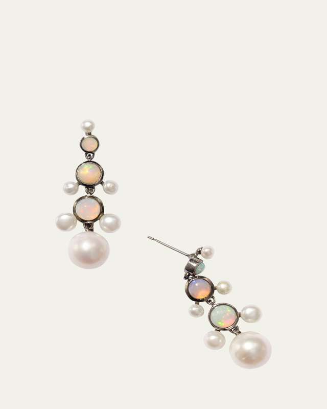 Mini Dew Pearl and Opal Drop Earrings
